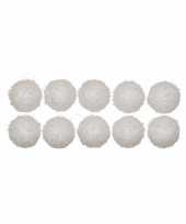 Kerstballen met sneeuweffect wit 10 stuks 6 cm